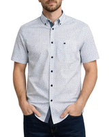 DG’s Drifter Short Sleeve Shirt White/Blue Geometric Print Northern