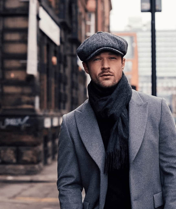 Failsworth Carloway Harris Tweed Newsboy Cap - Grey