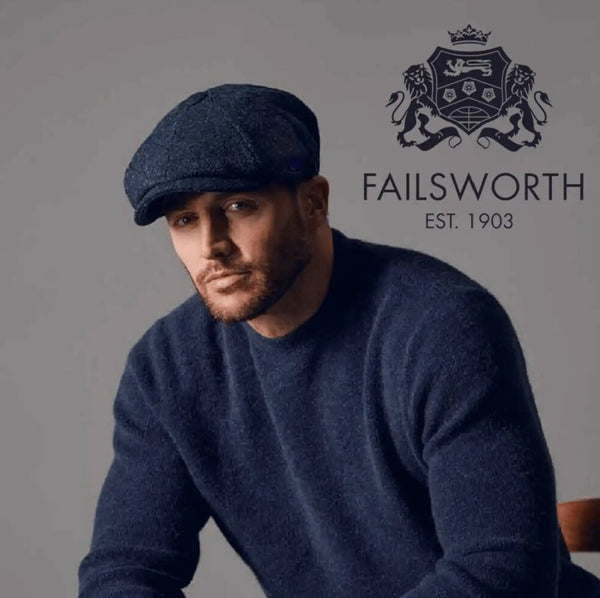 Failsworth - Carloway Harris Tweed Newsboy Cap - Navy