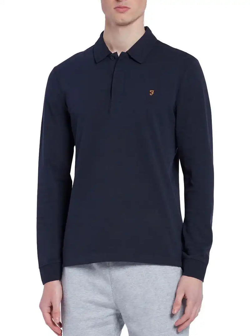 Farah Haslam Long Sleeve Polo Shirt Navy - Shirts & Tops