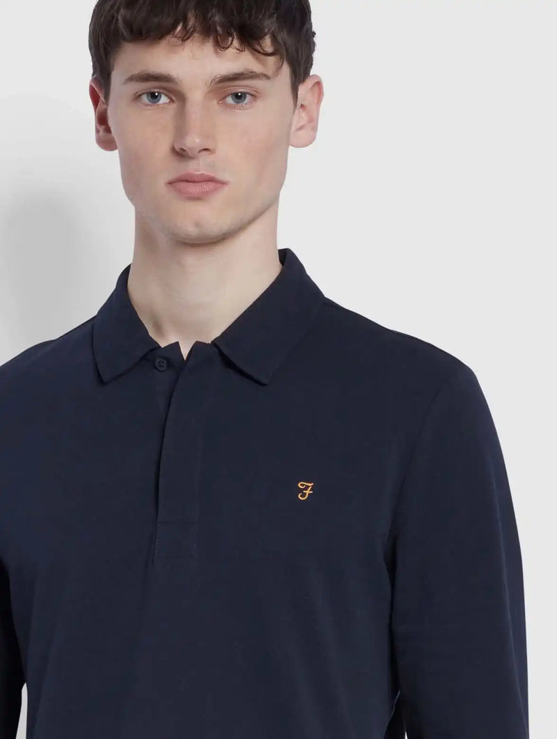 Farah Haslam Long Sleeve Polo Shirt Navy - Shirts & Tops