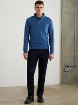 Farah Jim Quarter Zip Sweatshirt Steel Blue - Shirts & Tops