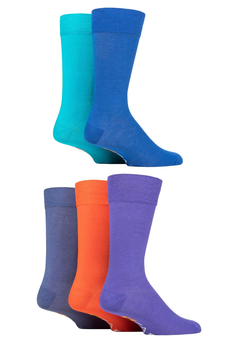 Farah Mens 5 Pack Bamboo Socks Bright Colourburst 6-11 UK Northern