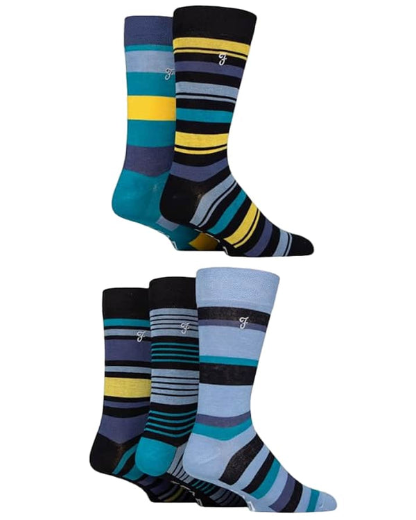 Farah Mens 5 Pack Bamboo Socks Dark Navy/Yellow Northern Ireland