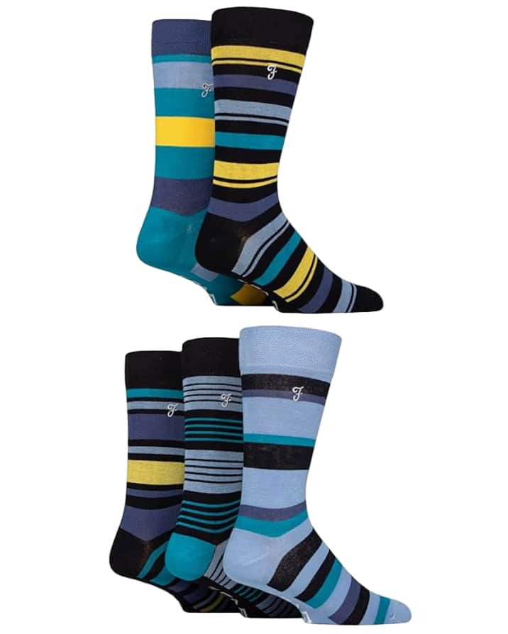 Farah Mens 5 Pack Bamboo Socks Dark Navy/Yellow Northern Ireland