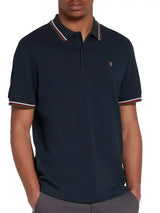 Farah Mens Alvin Tipped Collar Polo Shirt F4KMD047 True Navy Northern