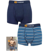 Farah 2 Pack Bamboo Boxer Trunks Navy Blue Stripe - 