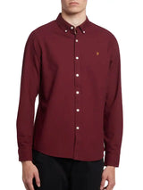 Farah Mens Brewer Oxford Shirt f4wsb060gp-507 Bordeaux Burgundy