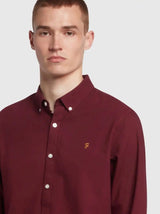 Farah Mens Brewer Oxford Shirt f4wsb060gp-507 Bordeaux Burgundy