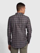 Farah Mens Fraser Check Shirt F4WFC042-022 Charcoal Grey Northern