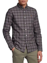 Farah Mens Fraser Check Shirt F4WFC042-022 Charcoal Grey Northern