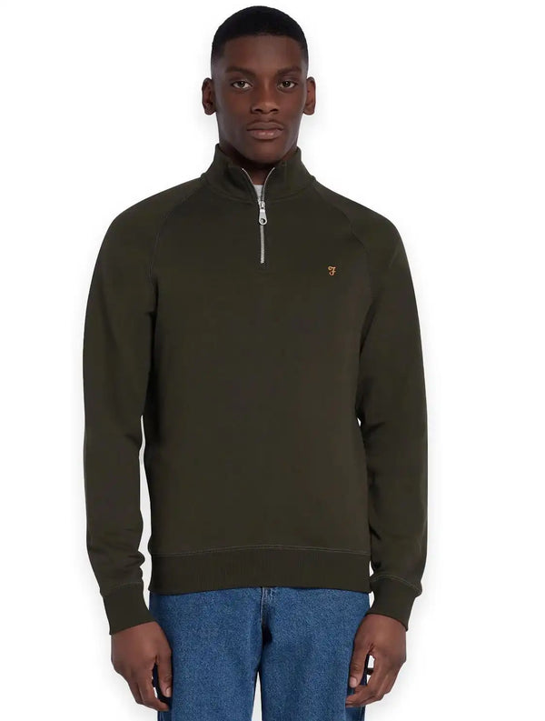 Farah Men’s Jim Quarter Zip Sweatshirt Evergreen