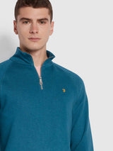 Farah Men’s Jim Quarter Zip Sweatshirt Petrol Blue Marl Ballynahinch