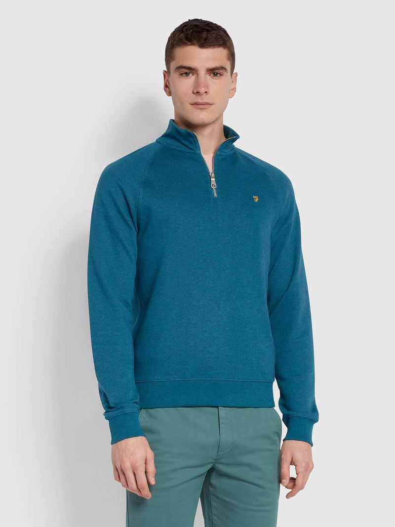 Farah Men’s Jim Quarter Zip Sweatshirt Petrol Blue Marl Ballynahinch