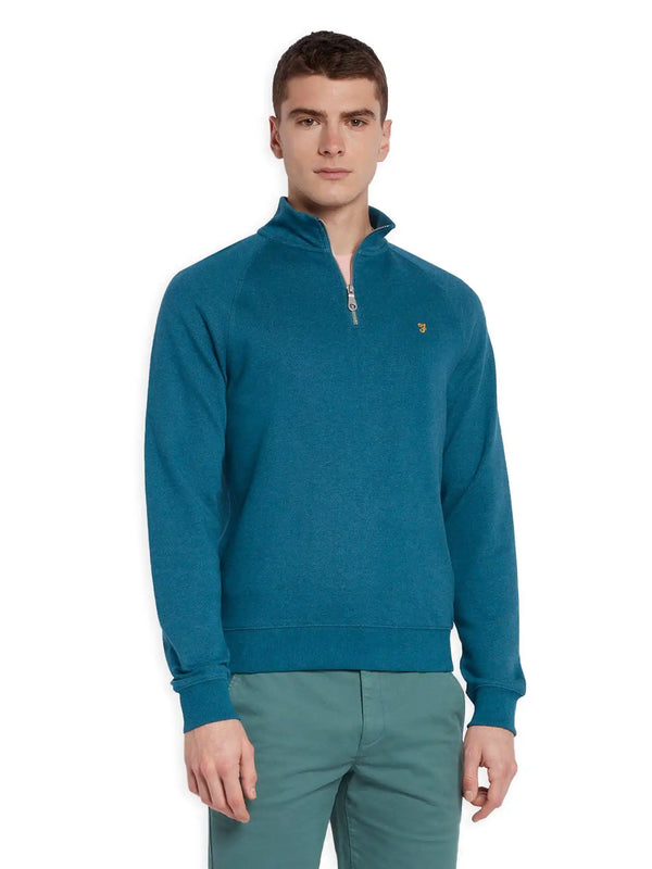 Farah Men’s Jim Quarter Zip Sweatshirt Petrol Blue Marl Ballynahinch