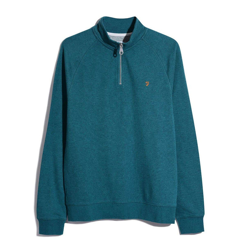 Farah Men’s Jim Quarter Zip Sweatshirt Petrol Blue Marl Ballynahinch