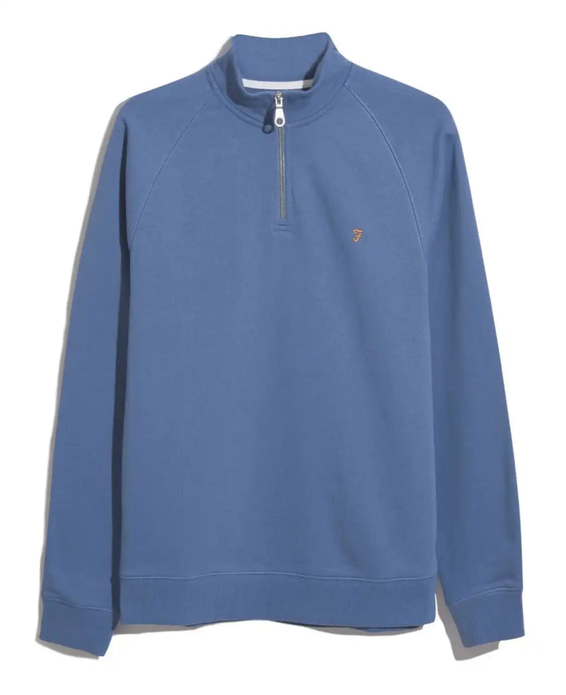 Farah Men’s Jim Quarter Zip Sweatshirt Sheaf Blue Northern Ireland