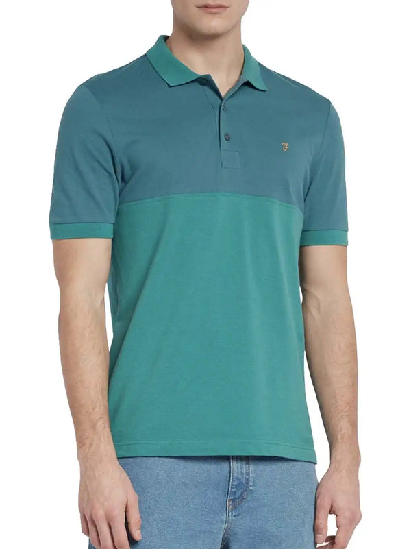 Farah Men’s Slater Colour Block Polo Shirt Ocean Ballynahinch Northern