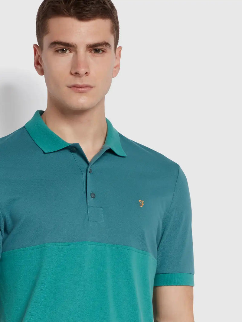 Farah Men’s Slater Colour Block Polo Shirt Ocean Ballynahinch Northern