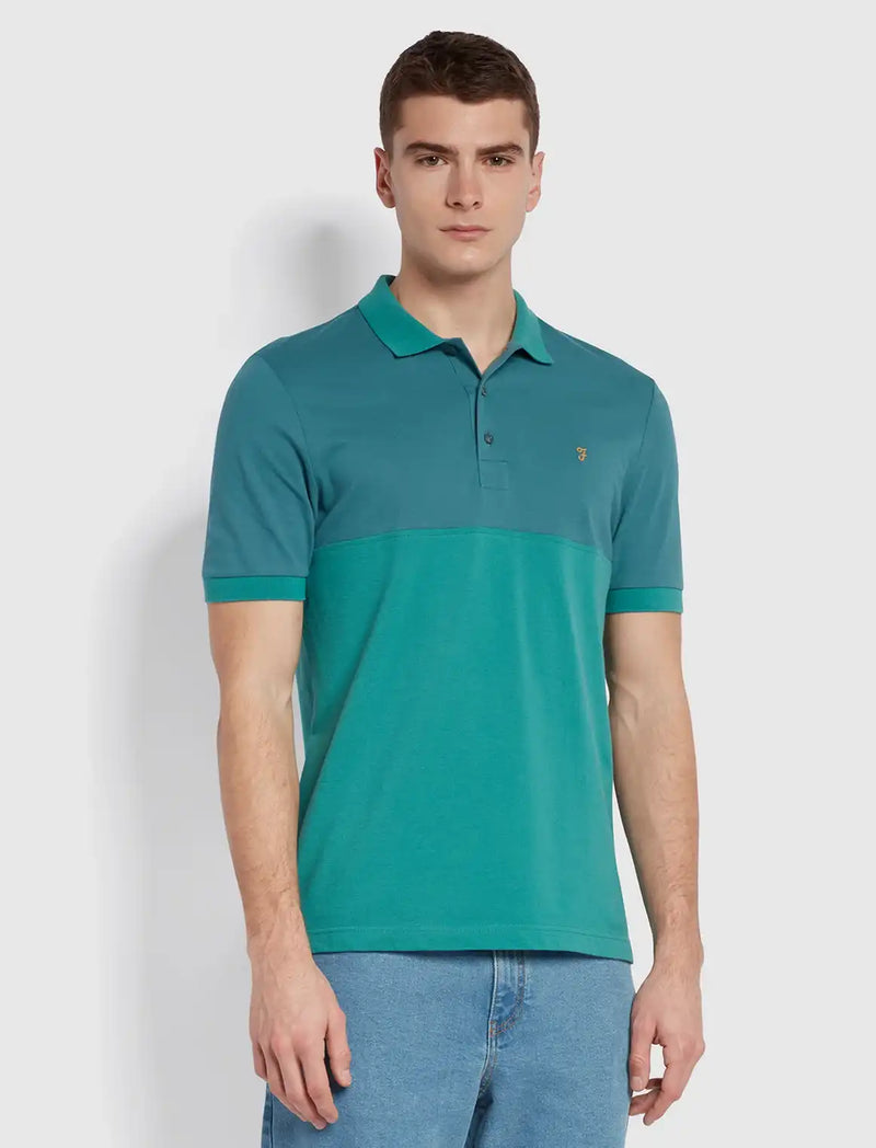 Farah Men’s Slater Colour Block Polo Shirt Ocean Ballynahinch Northern