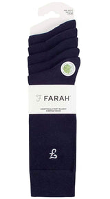 Farah Men’s Socks Plain Bamboo 5 Pack Navy - Socks