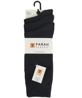Farah Plain Cotton Socks 3 Pack Black