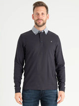 Farah Tottenham Oxford Collar Long Sleeve Polo Shirt FAKD015 Navy