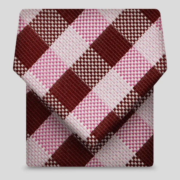 Folkspeare Light Pink And Silver Repeated Check Classic Tie