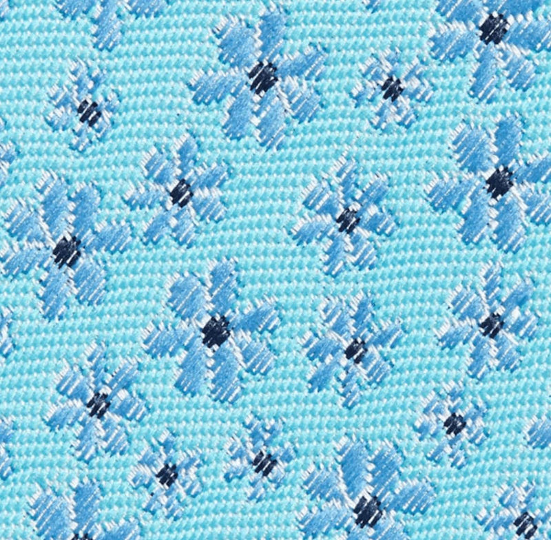 Folkspeare Sea Blue With Ditsy Blue Flowers Slim Tie