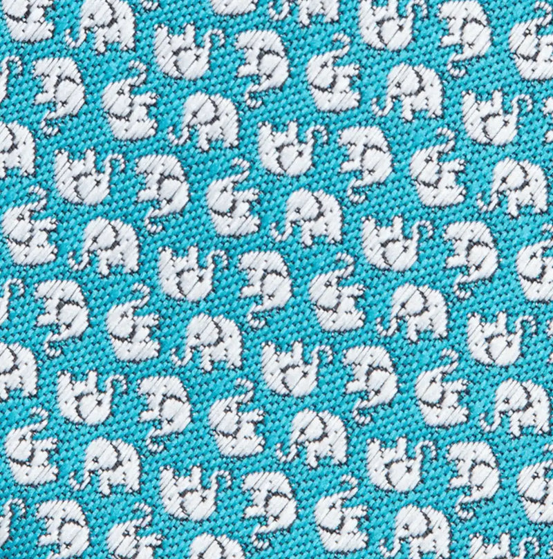 Folkspeare Sea Blue With Ditsy Sliver Elephants Slim Tie