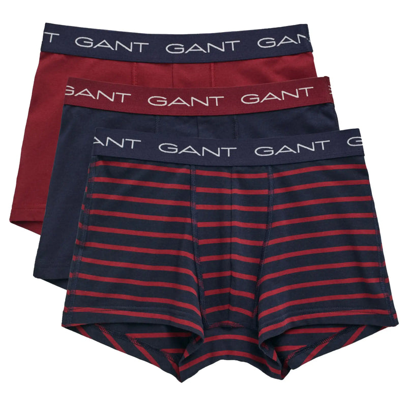 GANT 3 Pack Boxer Trunks Evening Blue/Burgundy Ballynahinch Northern