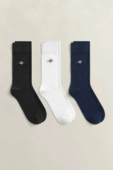 GANT 3 Pack Shield Cotton Socks Black White Navy Mix Northern Ireland