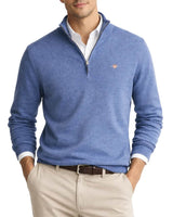 GANT Classic Cotton Half Zip Sweater Denim Blue Melange Northern