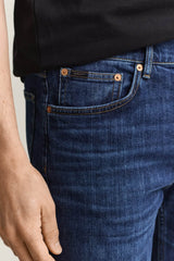 GANT Classic Slim Denim Jeans Mid Blue Worn In Northern Ireland