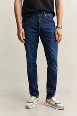 GANT Classic Slim Denim Jeans Mid Blue Worn In Northern Ireland