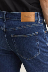 GANT Classic Slim Denim Jeans Mid Blue Worn In Northern Ireland
