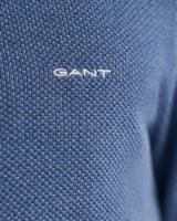 GANT Cotton Pique Half Zip Sweater Denim Blue Melange Northern