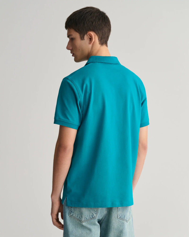 GANT Men’s Contrast Pique Polo Shirt Ocean Turquoise Northern