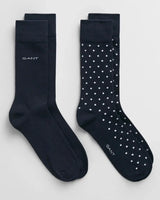 GANT Mens 2 Pack Dot & Solid Socks Marine Navy Northern Ireland