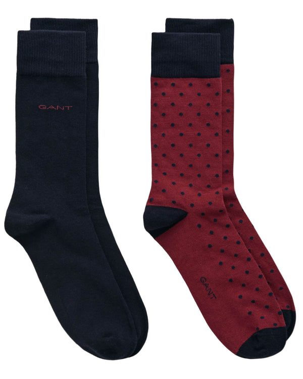 GANT Mens 2-Pack Solid And Dot Socks Plumped Red Northern Ireland