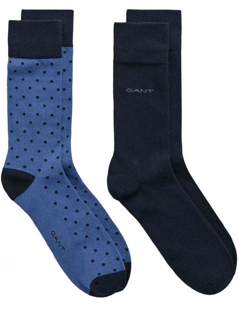 GANT Mens 2-Pack Solid And Dot Socks Vintage Blue Northern Ireland