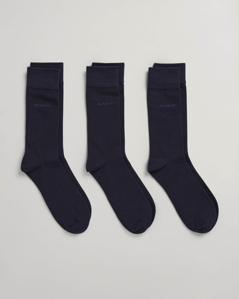 GANT Men’s 3 Pack Cotton Socks Marine Navy - Socks