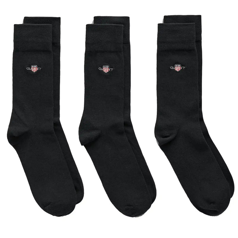 GANT Mens 3 Pack Shield Socks Ebony Black Northern Ireland Belfast