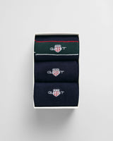 GANT Mens 3-Pack Shield Tie Stripe Socks Gift Box Tartan Green