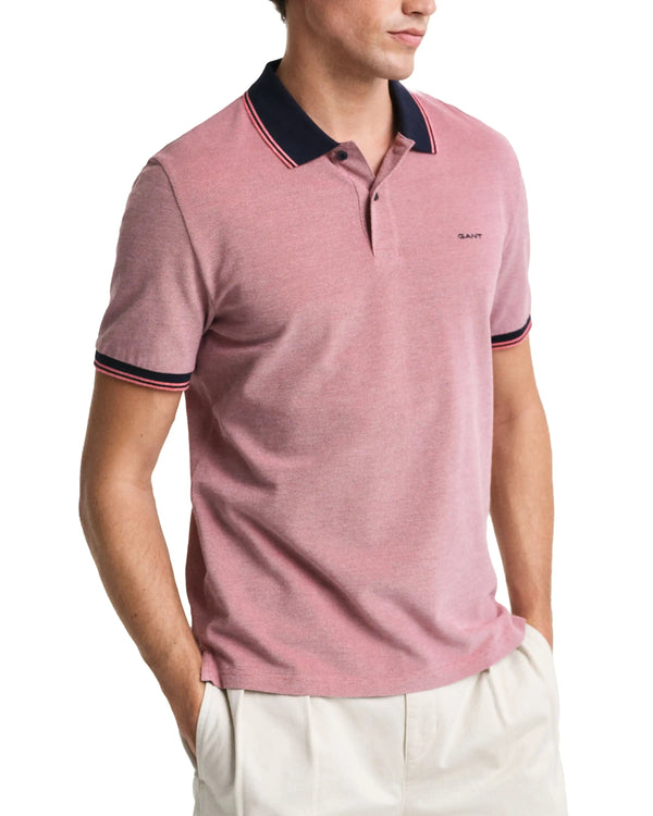 GANT Mens 4-Color Oxford Pique Polo Shirt Watermelon Red Northern