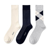 GANT Mens Argyle Stripe And Rib Socks 3 Pack Light Grey Melange