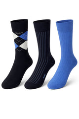 GANT Mens Argyle Stripe And Rib Socks 3 Pack Marine Northern Ireland