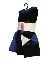 GANT Mens Argyle Stripe And Rib Socks 3 Pack Marine Northern Ireland