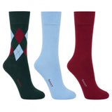 GANT Mens Argyle Stripe And Rib Socks 3 Pack Tartan Green Northern
