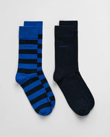 GANT Mens Barstripe & Solid Socks 2 Pack Lapis Blue Northern Ireland